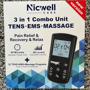 Nicwell | TENS Unit 3 in 1 Electro Therapy EMS Massage | Magic Model Portable